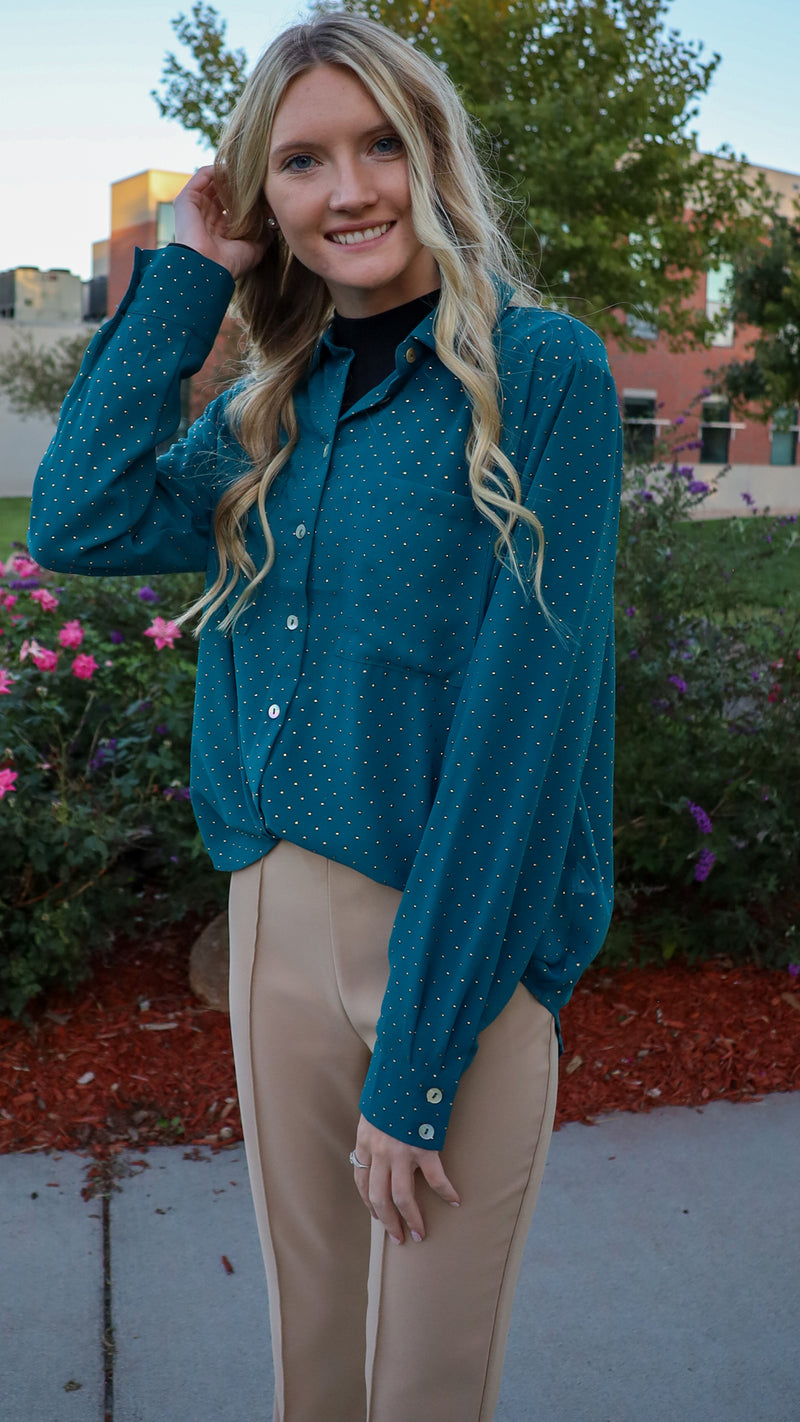 Teal Button Up