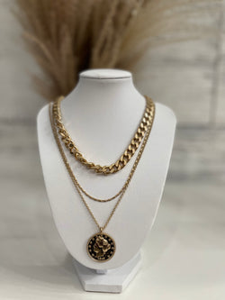 Coin Layer Necklace - Antique Gold